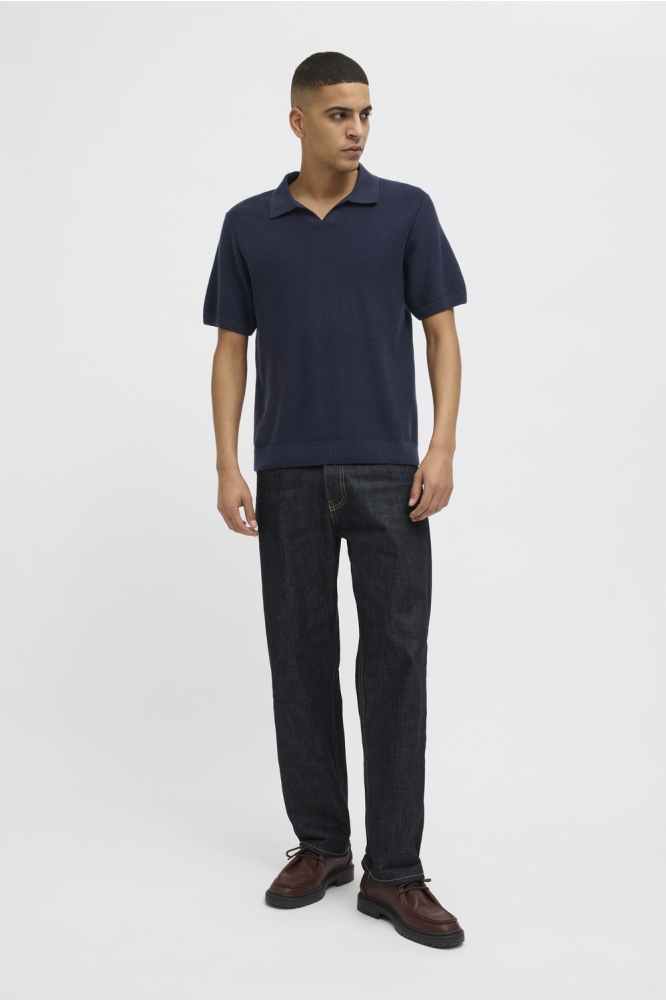 JPRCCEASTON KNIT SPLIT NECK SS SN 12273012 Night Sky